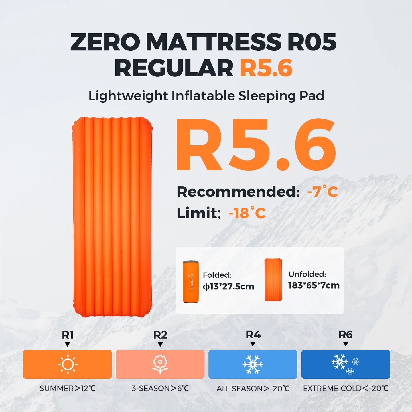 Flextail ZERO MATTRESS R05 - 5.6 R-value Ultralight Air Sleeping Pad